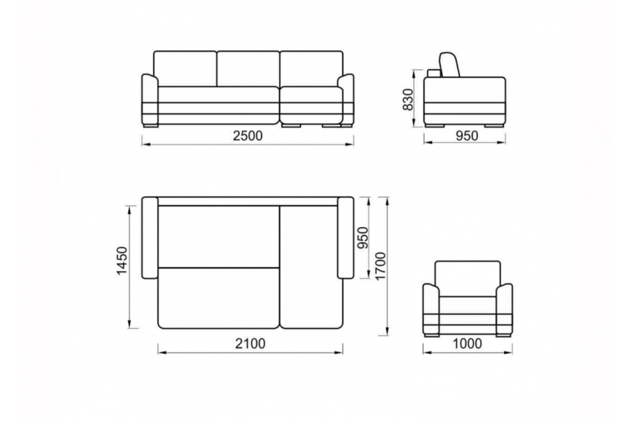 Диван чертеж вид спереди