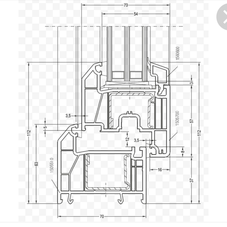 Двойное остекление на чертеже