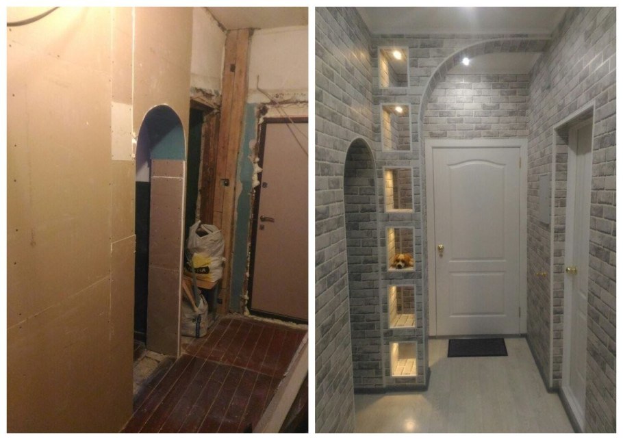 Ремонт прихожей до и после