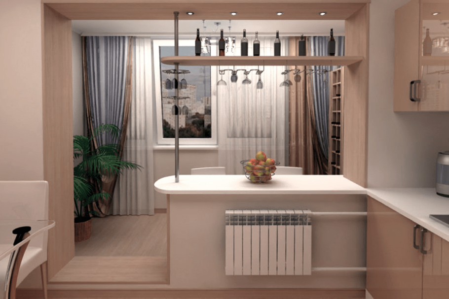 Объединение лоджии с кухней