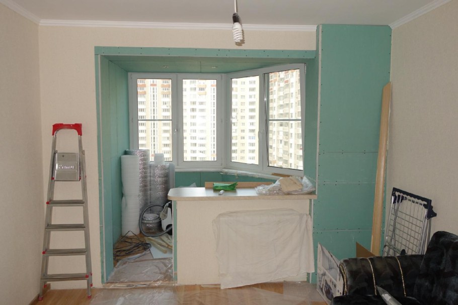 Объединение лоджии п44т