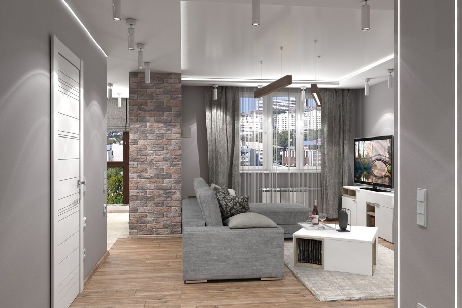 Интерьер двухкомнатной квартиры 75 кв