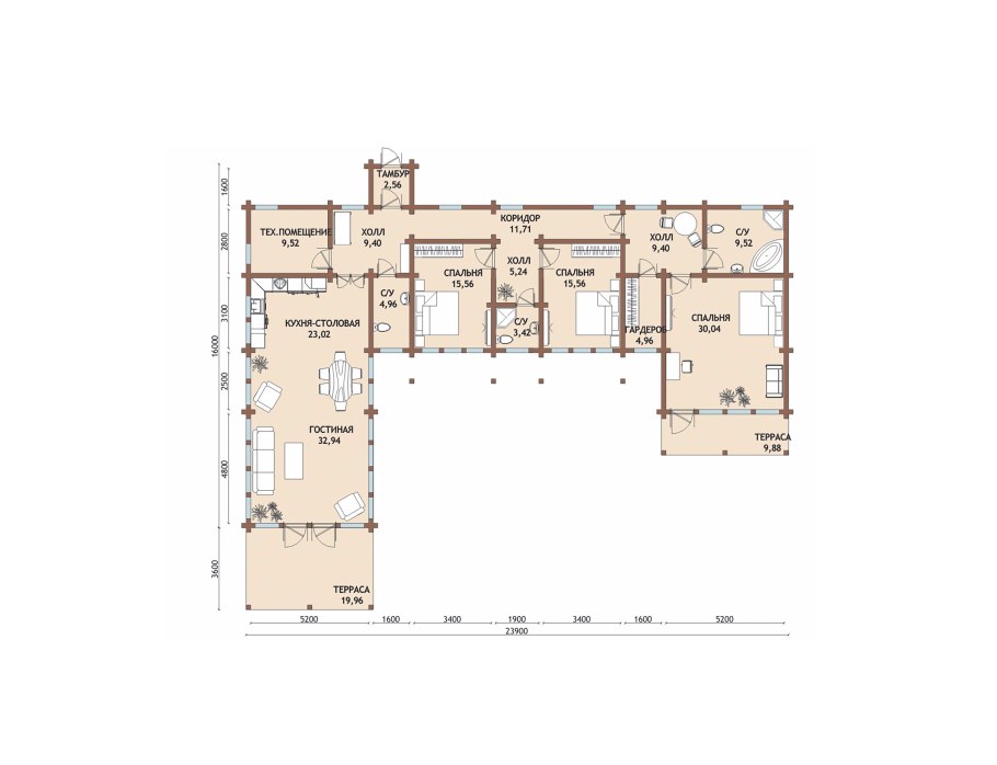 Проекты г-образных одноэтажных домов