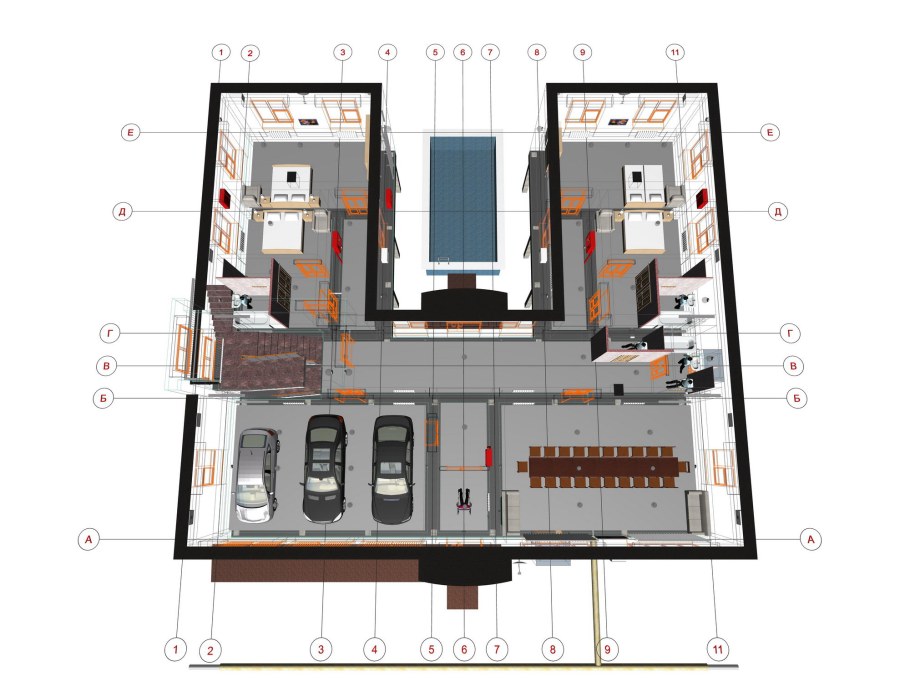 П-образный дом проект
