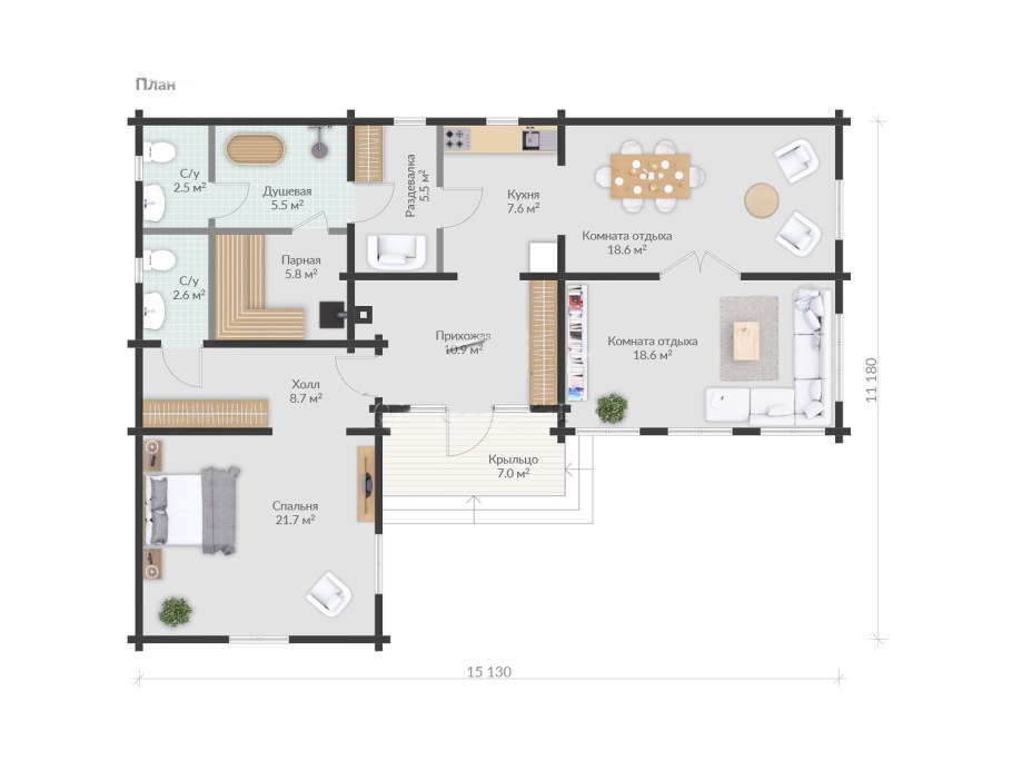 Проект дома буквой г одноэтажный 80 кв
