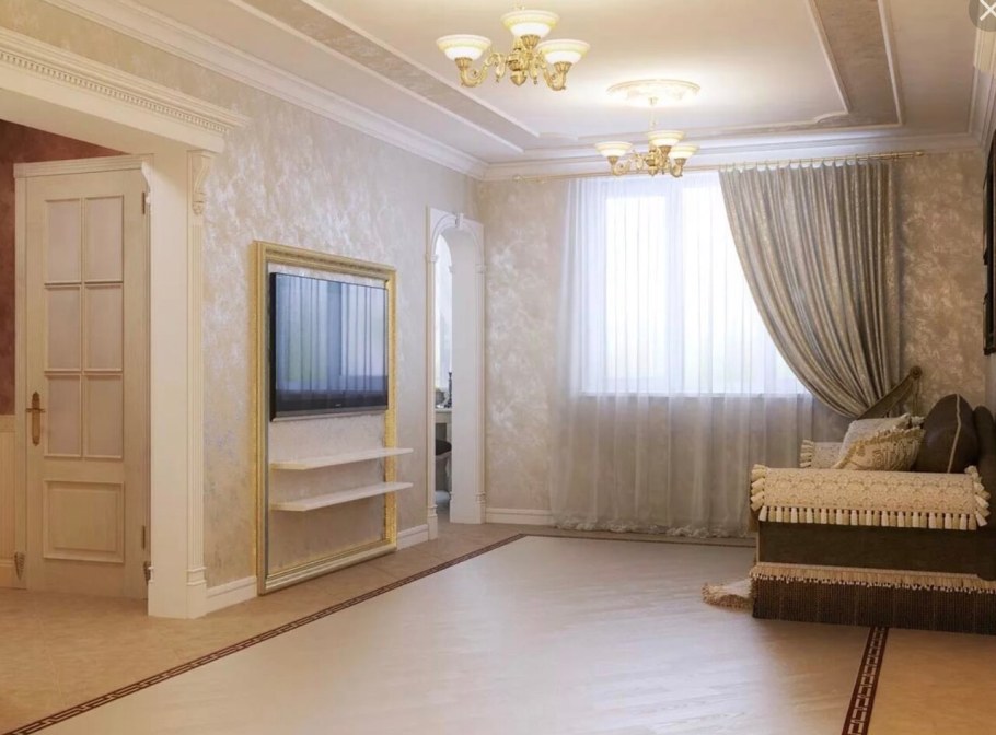 Натяжные потолки гостиная 18кв