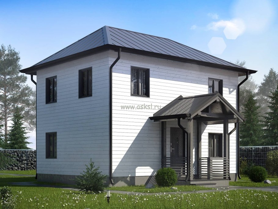 Двухэтажный дом серый сайдинг
