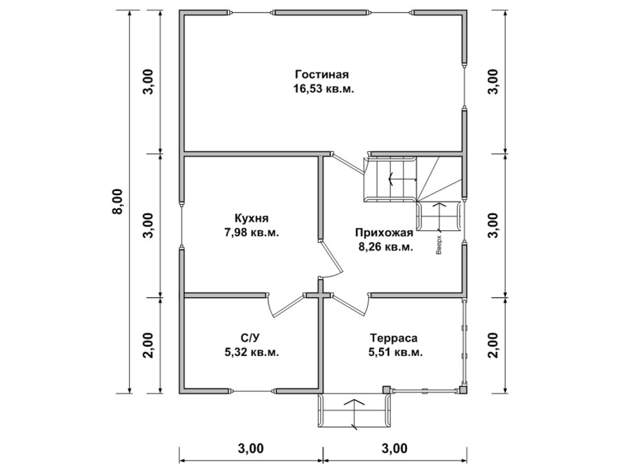 Проект дома из бруса 6х8 с мансардой