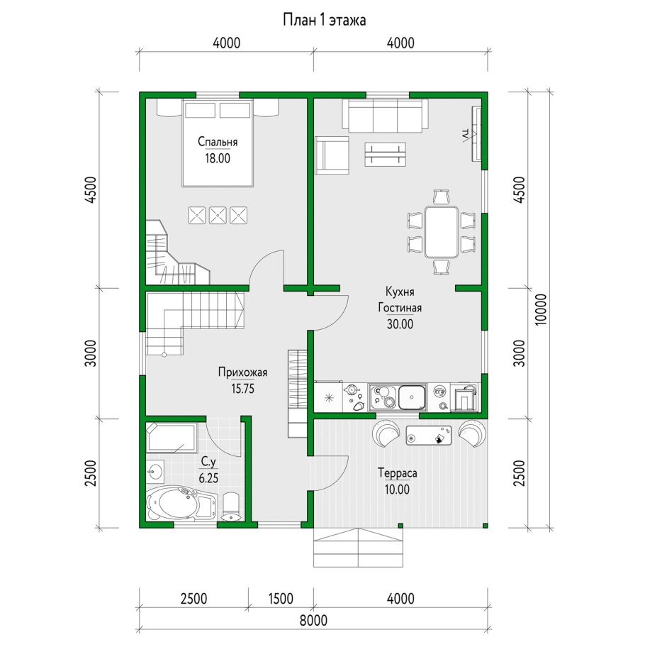 Проект коттеджа 6х8