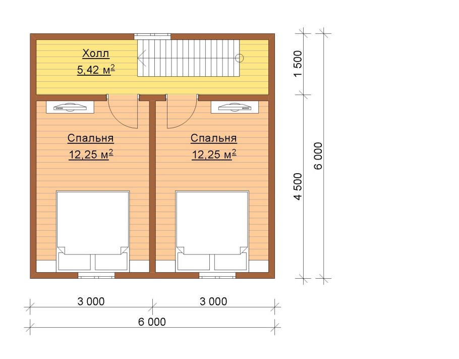 Дом из бруса 6х6 полутораэтажный