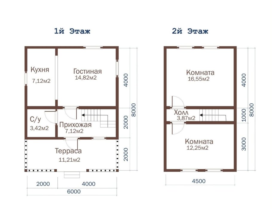 Планировка дачного дома 6х8 с мансардой и санузлом
