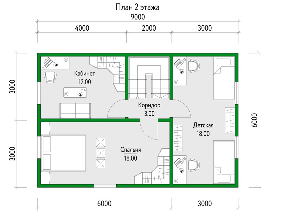 Планировка коттеджа 6х8