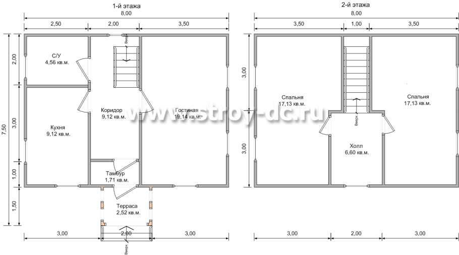 Планировка каркасного дома 6х8