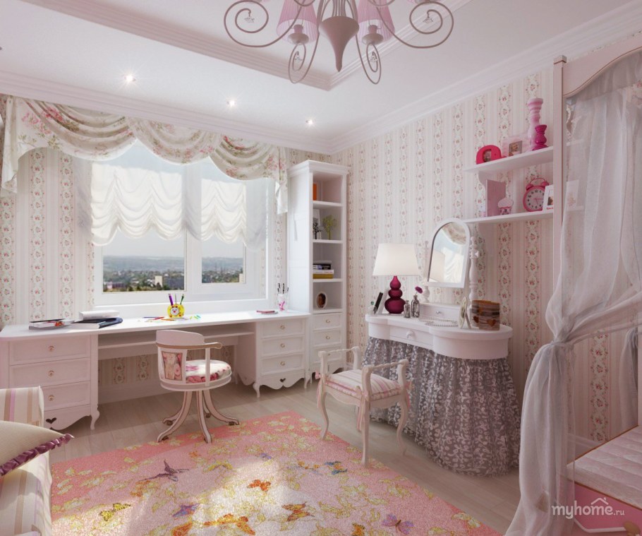 Детская для девочки стол у окна