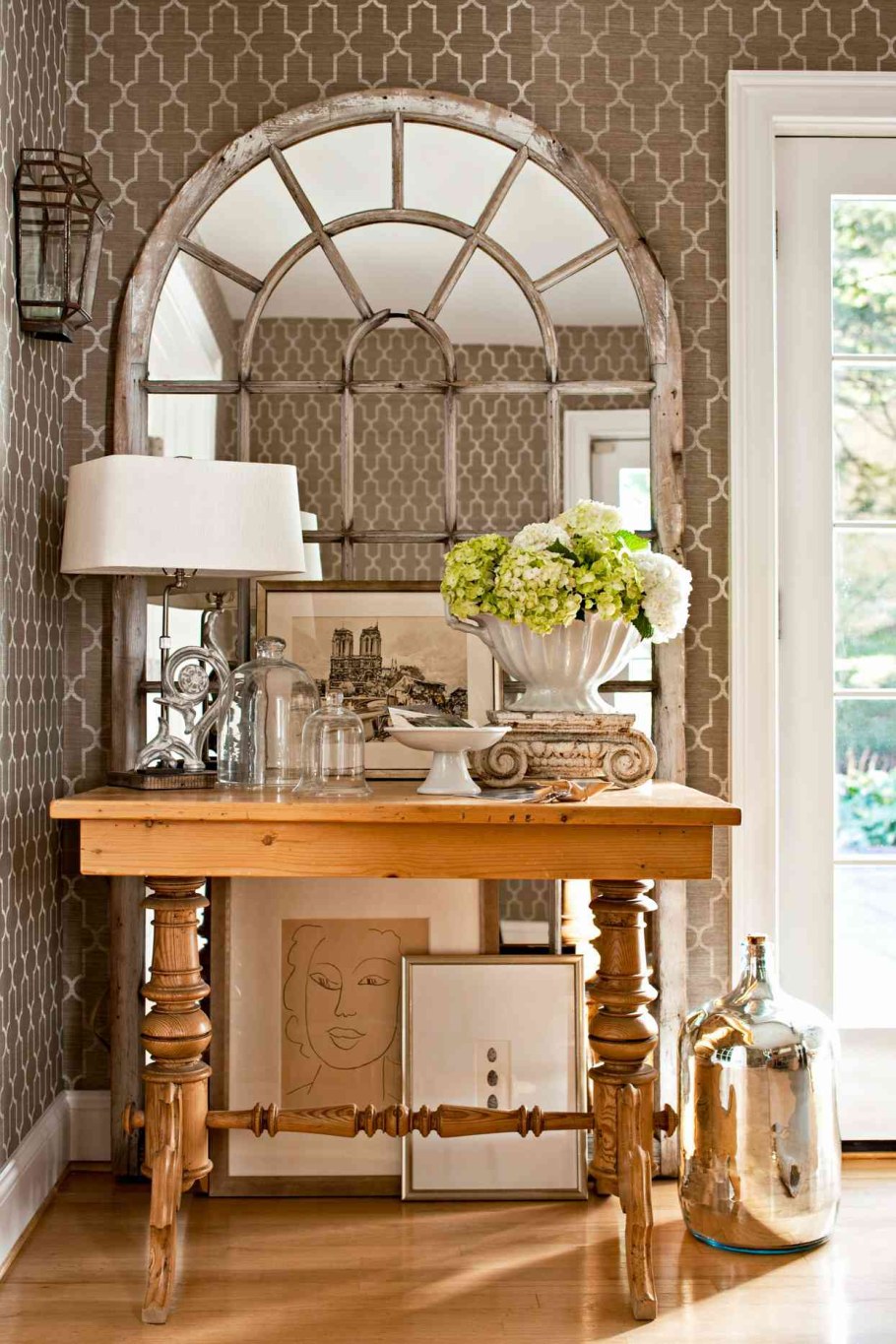 Зеркало arched Windowpane Palladian Mirror