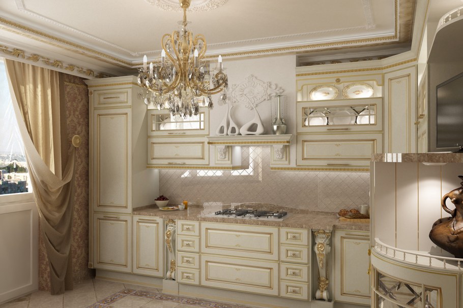 Кухня Нео классика патина шампань