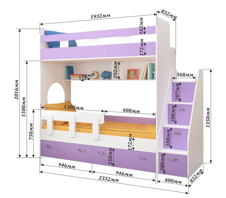 2-Х ярусная кровать Севилья 2пя