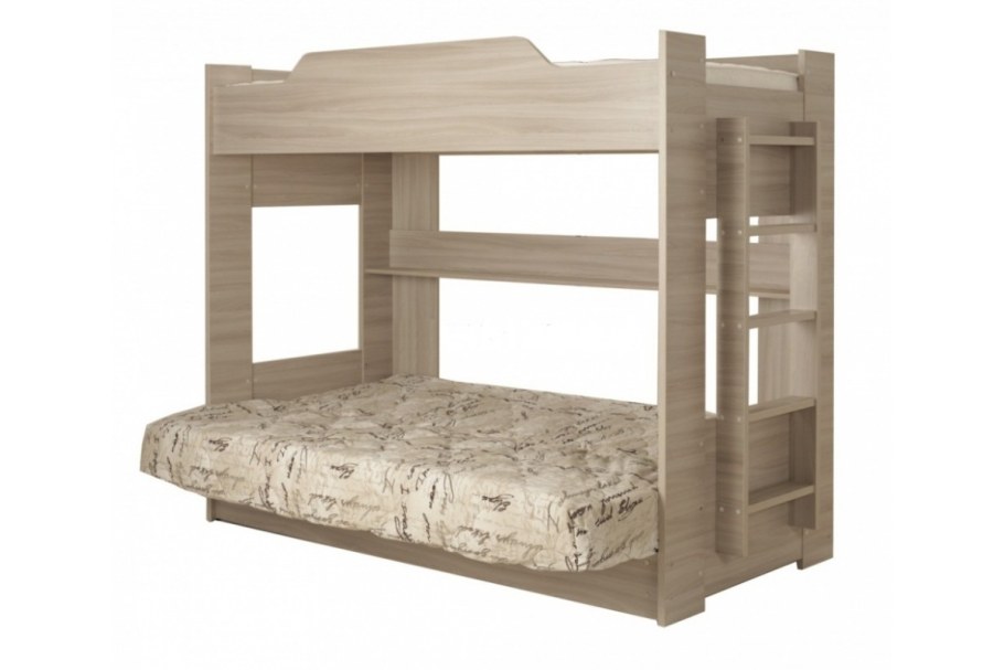 Большая двухъярусная кровать с двуспальной кроватью