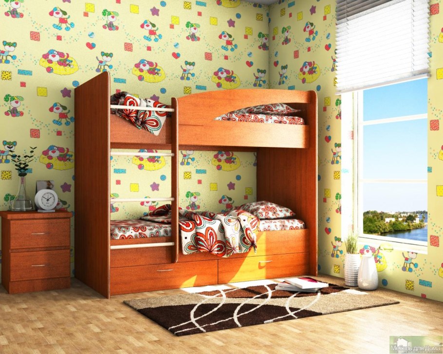 Кровать детская 2х ярусная 1435х635х600