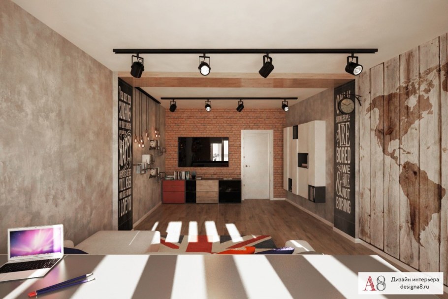 Трехкомнатная квартира в стиле лофт