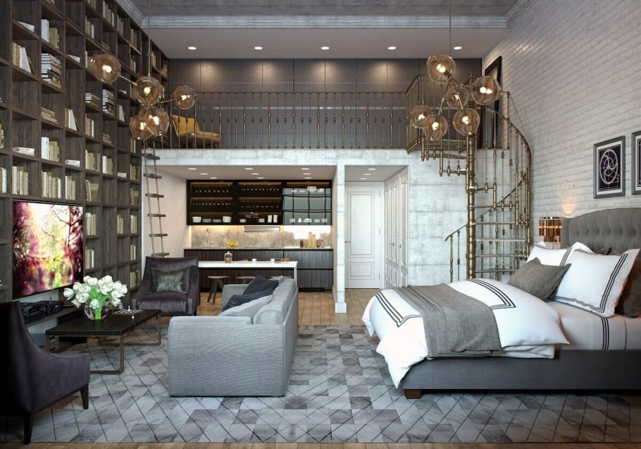 Комната в стиле лофт 17 кв