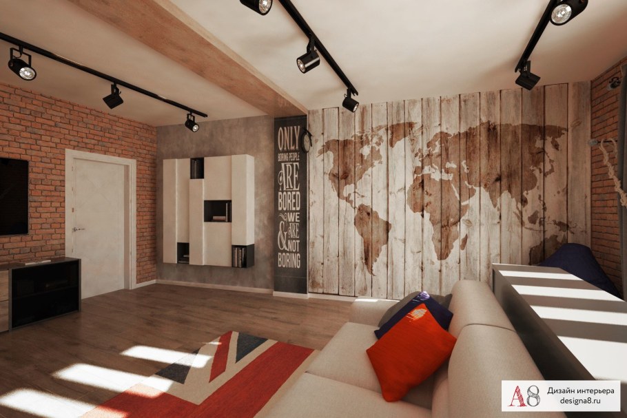 Трехкомнатная студия в стиле лофт