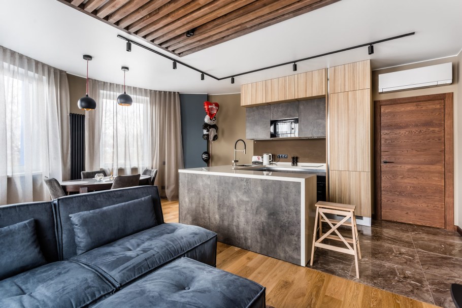 Интерьер лофт гостиная 15кв