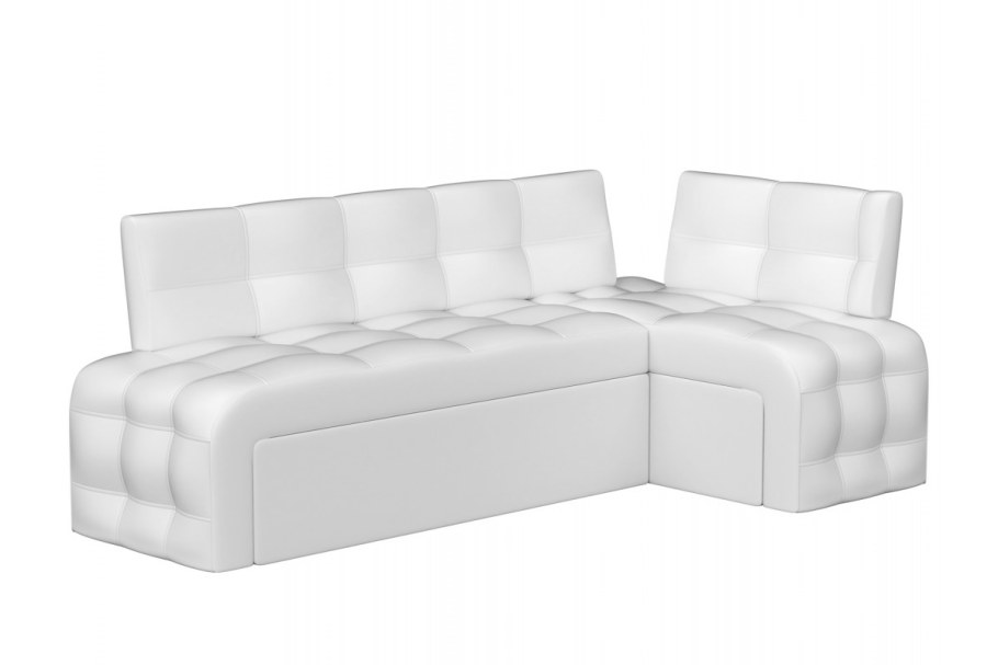Кухонный угловой диван АРТМЕБЕЛЬ Люксор эко-кожа (белый) угол правый