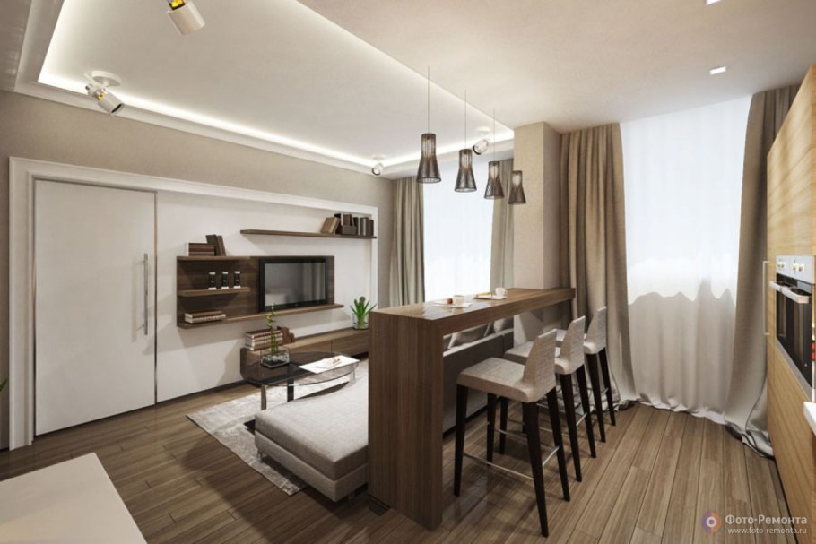 Кухня-гостиная 40 кв.м планировка