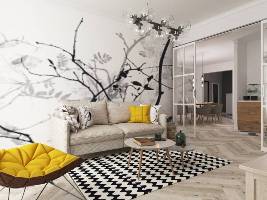 Фотообои лес в интерьере спальни