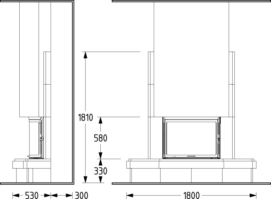 Габариты встроенного камина