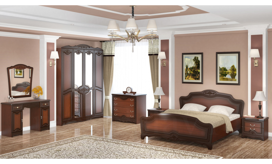 Спальный гарнитур лакированный орех Браво мебель