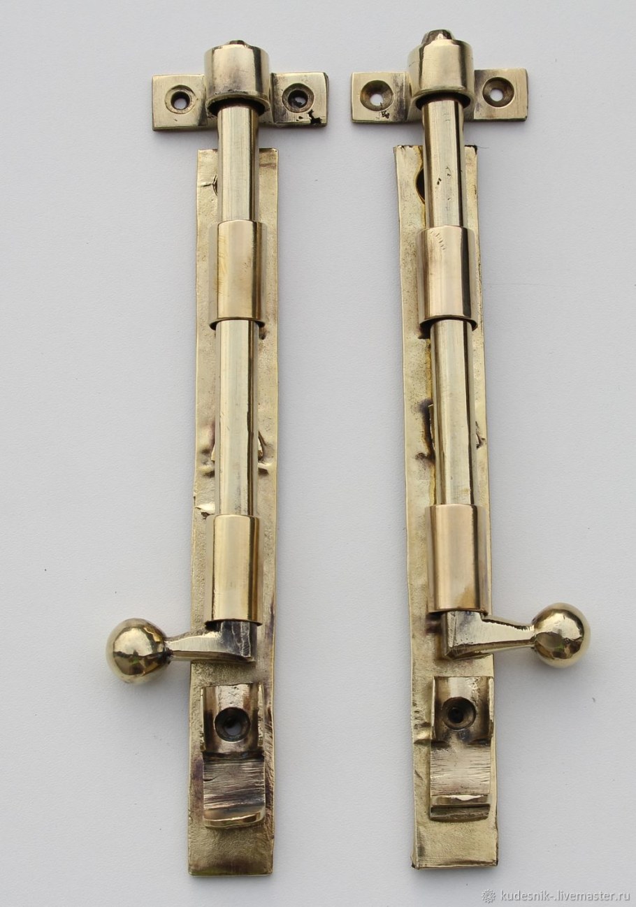Винтаж: шпингалеты 19 век ,бронза, задвижки типа "оружейный затвор"