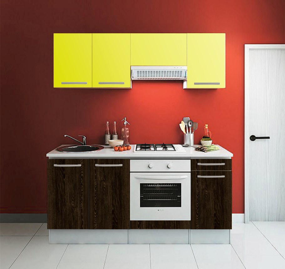 Кухонный гарнитур дачный 1,2м (1.ольха 2.беленый дуб)