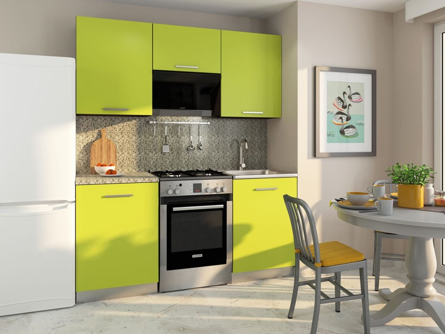 Кухонный гарнитур дачный 1,2м (1.ольха 2.беленый дуб) светофор