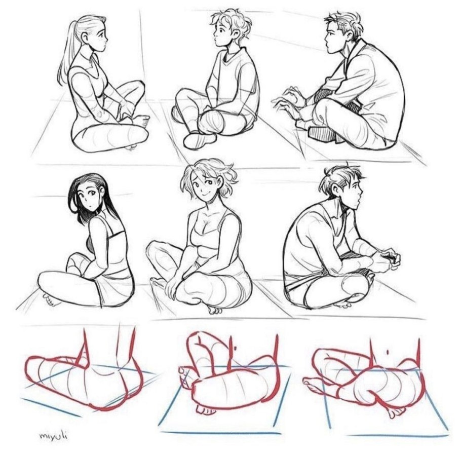 Сидячие позы для рисования