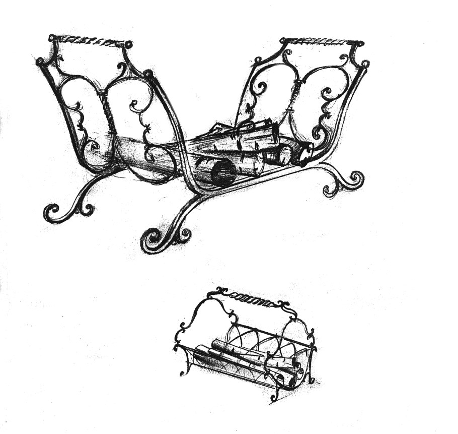 Дровница кованая с набором kdn765e