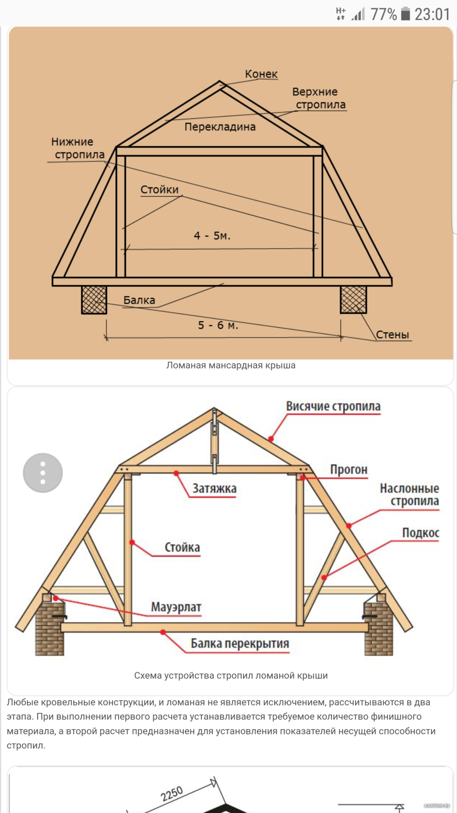 Чертеж вальмовой ломаной крыши