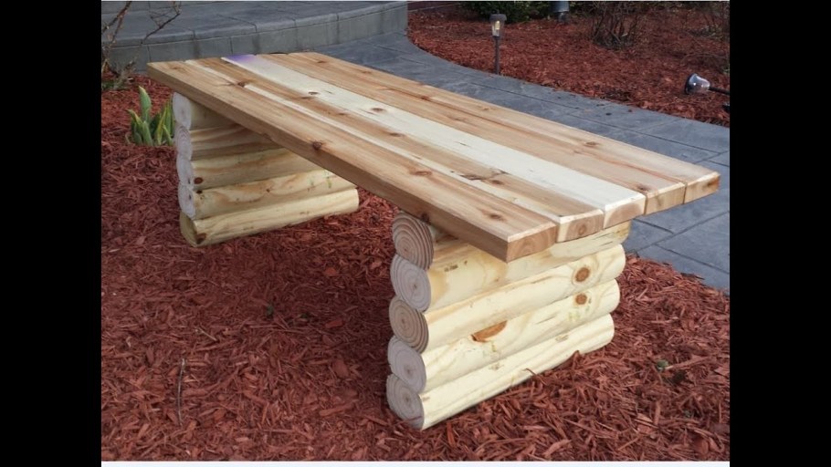 Лавочки из бревен для дачи