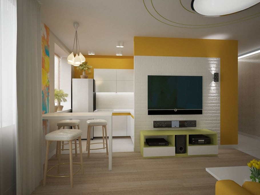 Гостиная студия хрущевка