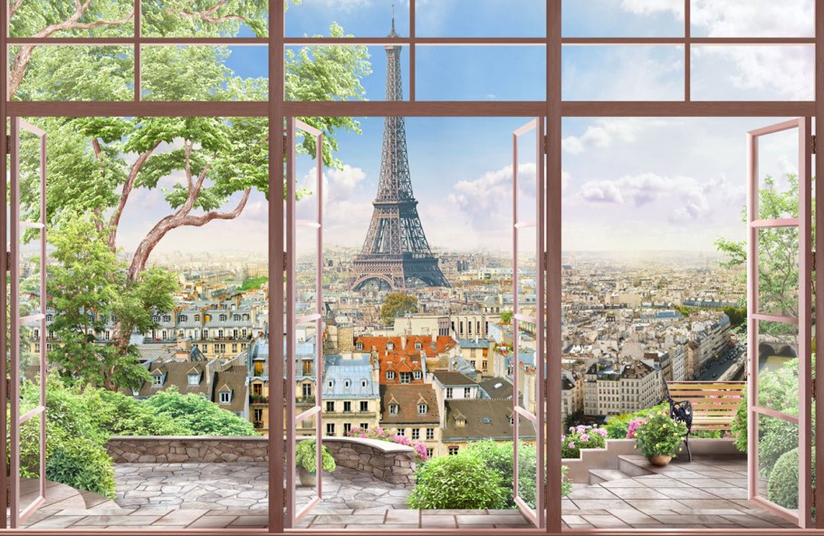 Фотообои окно в Париж