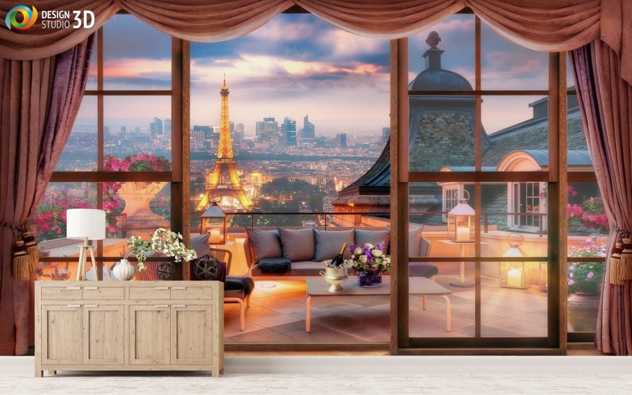 Фотообои окно в интерьере