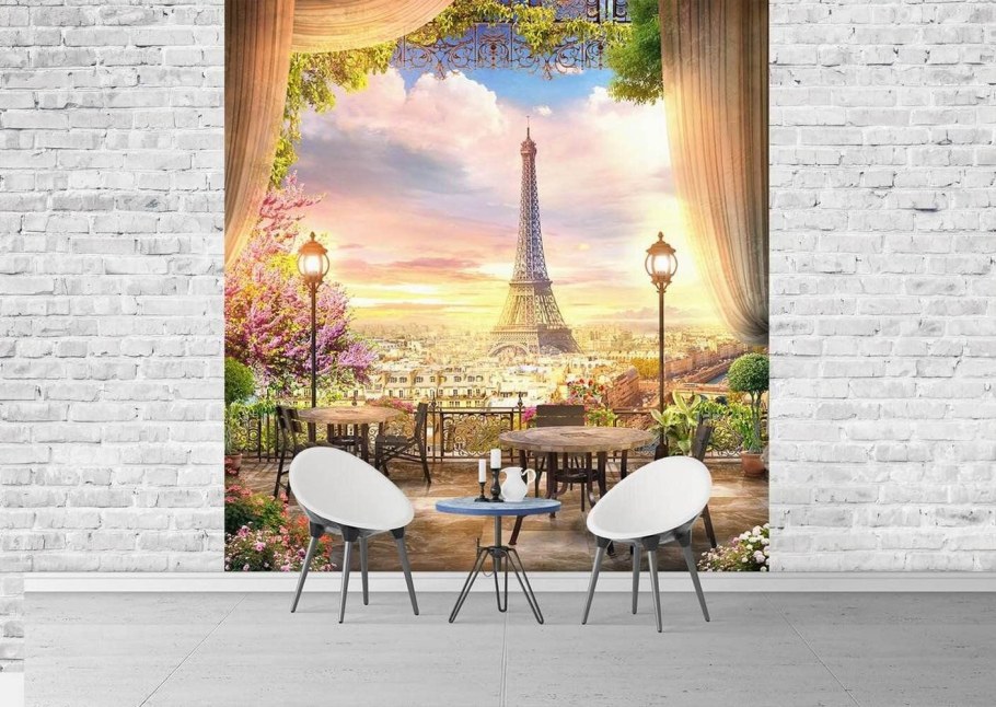 Фреска вид на Париж с балкона