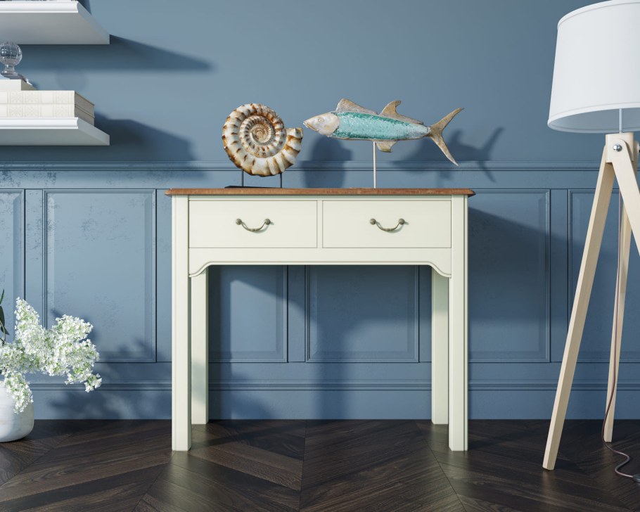 Консоль деревянная с ящиком серая ESF