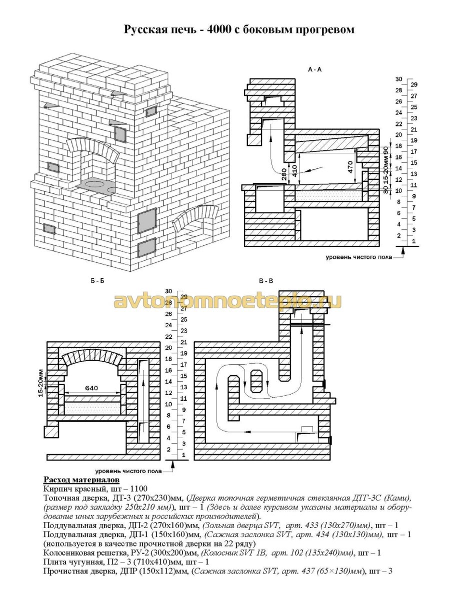 Печь камин чертеж