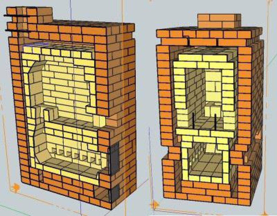 Печь-камин из кирпича порядовка