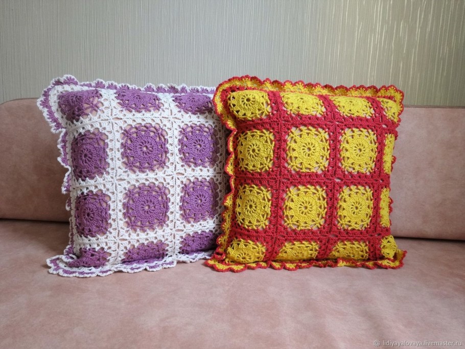 Вязаные наволочки на подушки