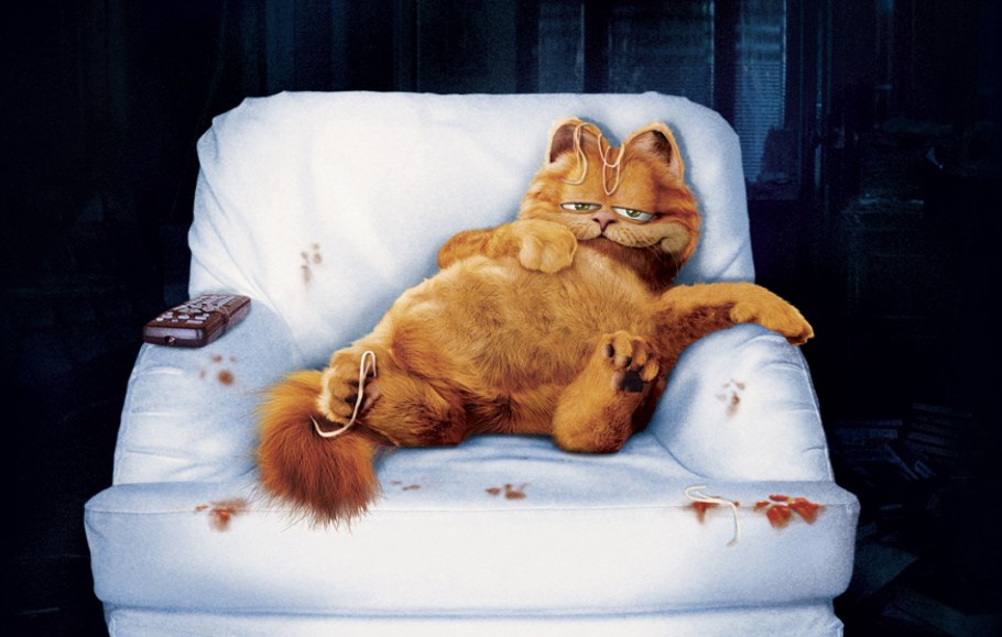 Кошка спит на диване