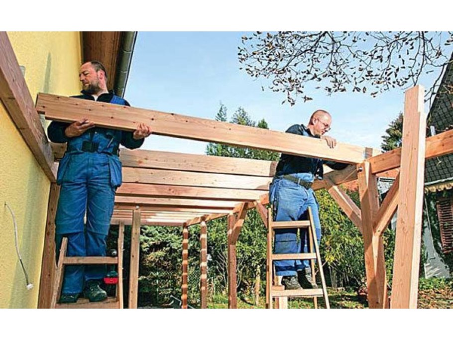 Каркасный навес к дому