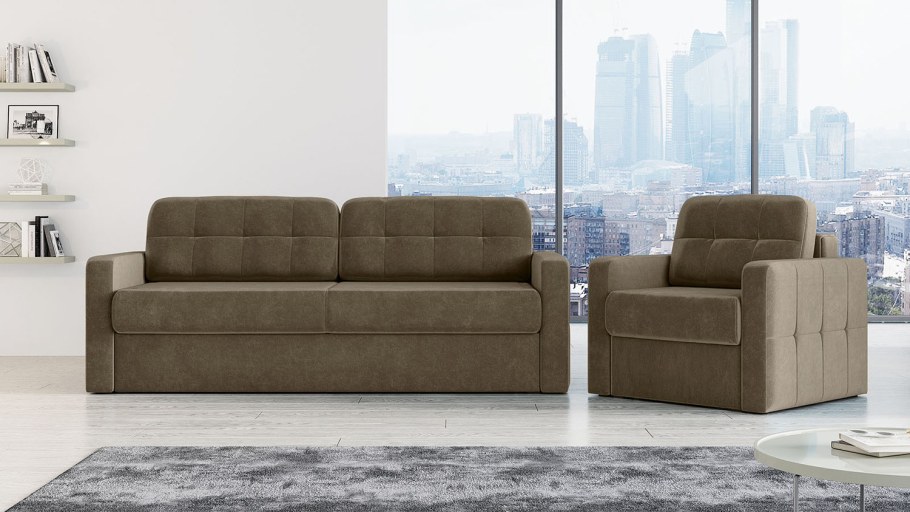 Прямой диван Loko enrich1 848 с широкими подлокотниками